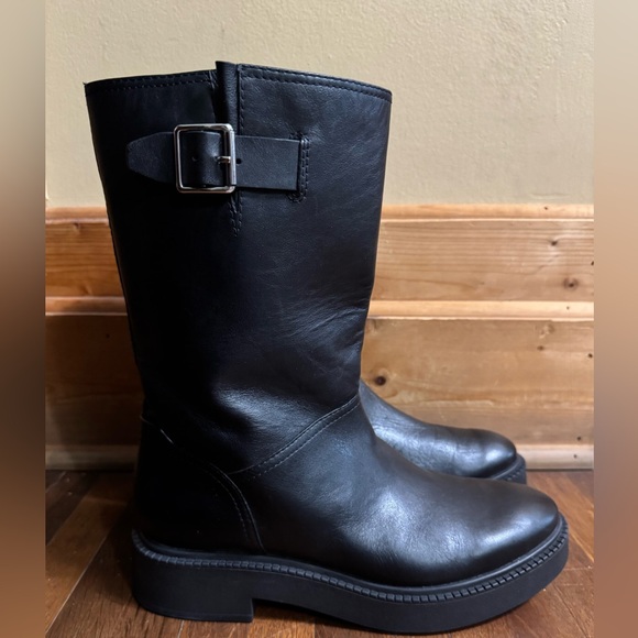 Vince Shoes - Vince Black Leather Mid-Calf Boots